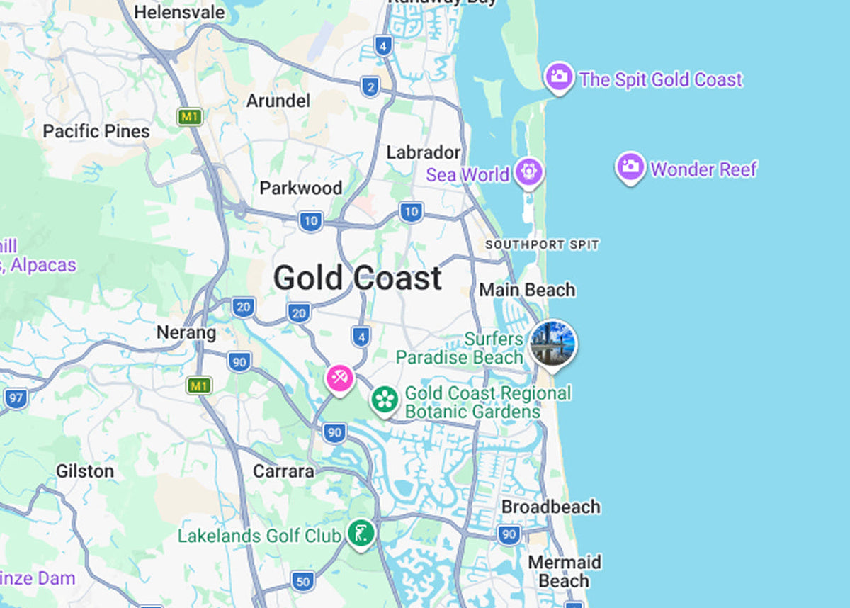 Map showing Staun's Queensland workshop